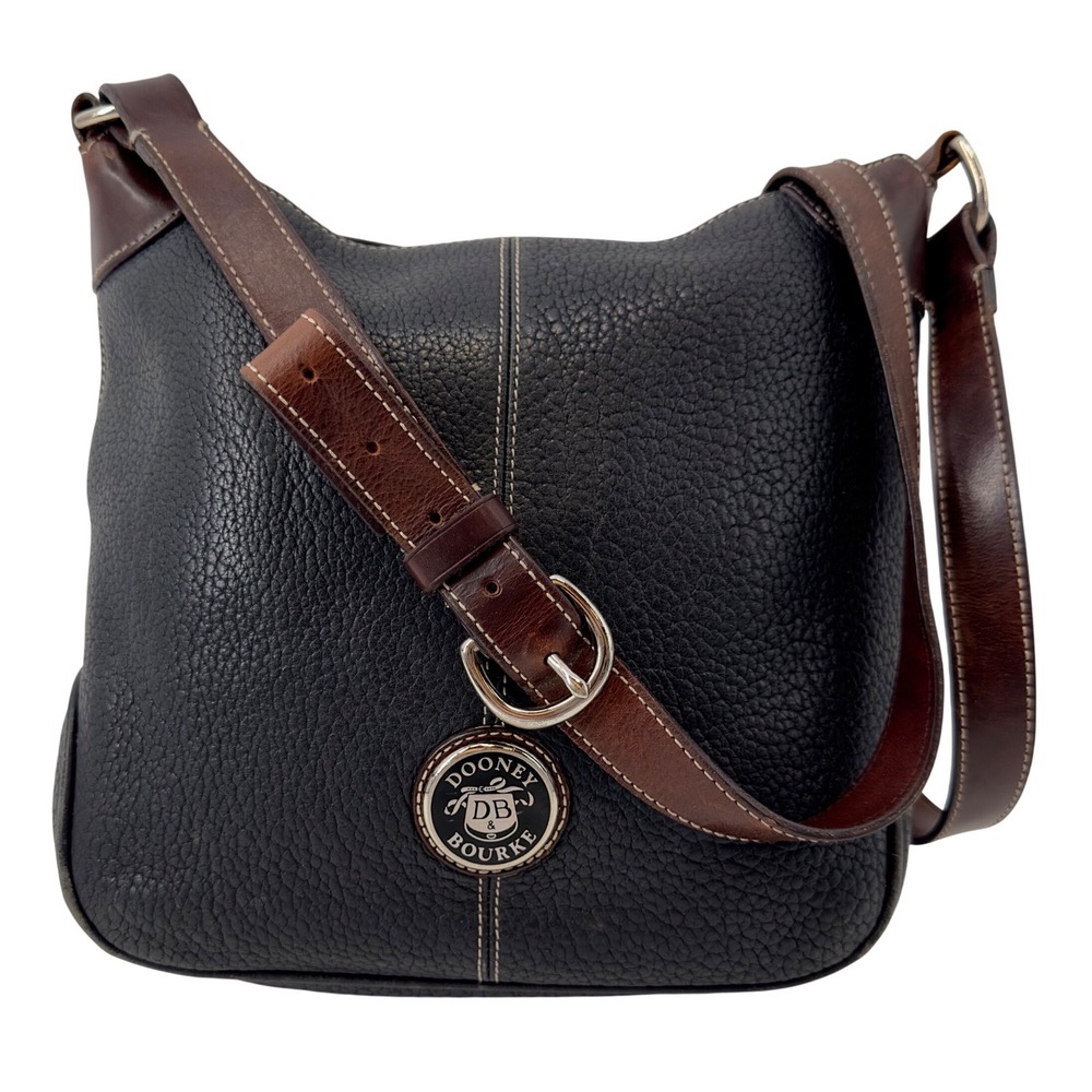 👜 Dooney & Bourke Pebble Leather AWL2 Crossbody Bag Womens Black Brown Medium